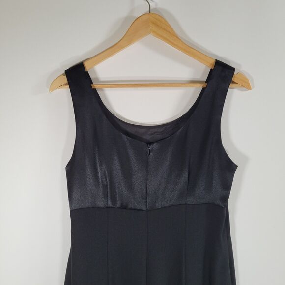 Vintage J.R. NITES Black Mini Dress Sz 6P Empire Waist Sleeveless 90s Satin S - Picture 7 of 11